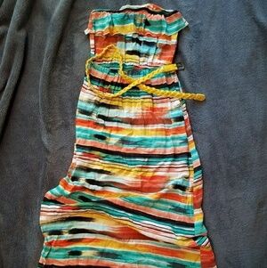 Trixxi Beautiful Beachy Vibes Size Small Colorful Strapless Maxi Sundress.
